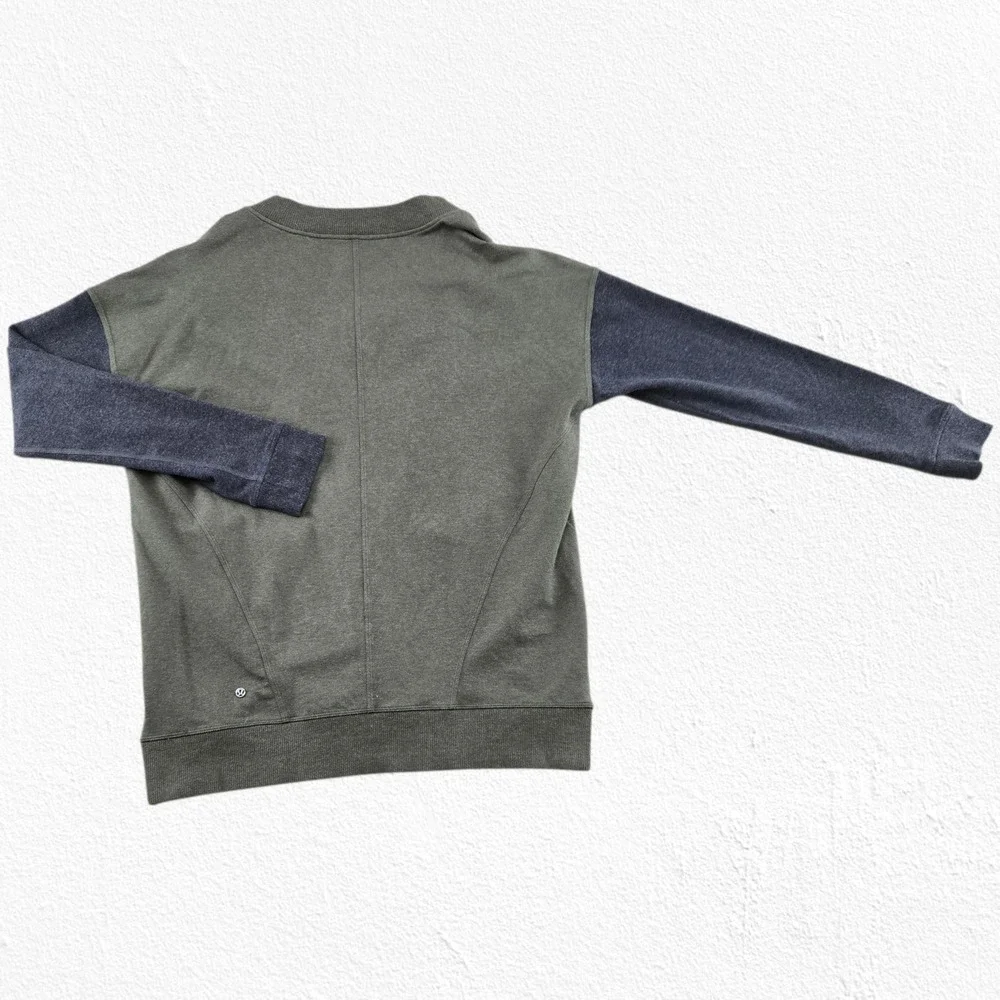 Lululemon Olive Gray Asymmetrical Zip Jacket Cotton Men's Sweatshirt Size Medium